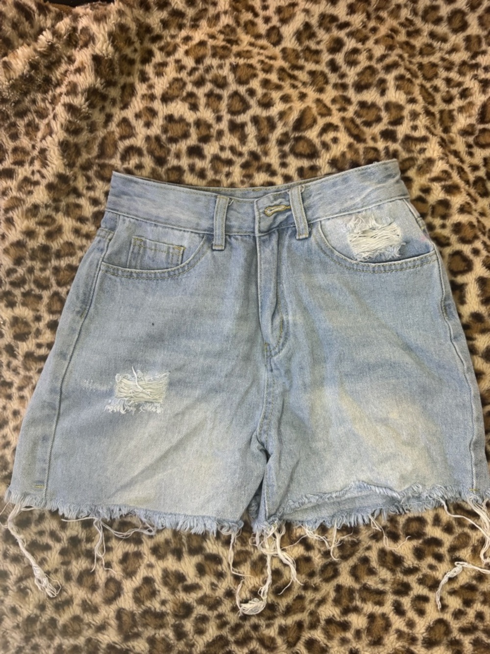 SHEIN Light Blue Distressed Denim Shorts petite XS